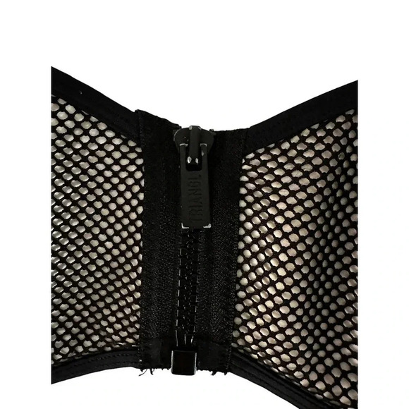 Triangl Black Mesh Neoprene Strapless Zipper Bikini Top Size Medium - Picture 4 of 10